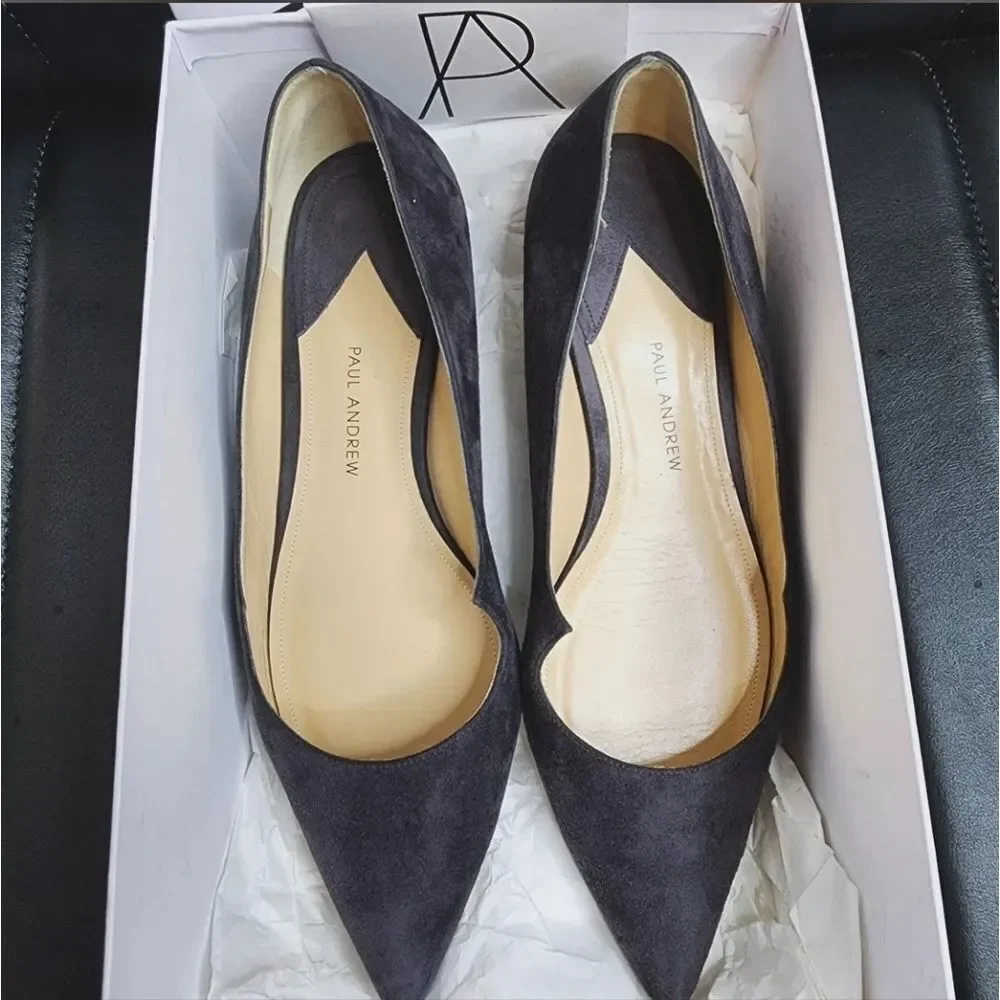 Paul Andrew Zoya Suede Flats in Gravel - Size 9 - Box, Dust Bag, Care Card - Picture 3 of 6